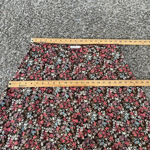 Christopher & Banks Midi Skirt Size 16 Brown Pink Ditsy Floral Button Cottage - Picture 12 of 13